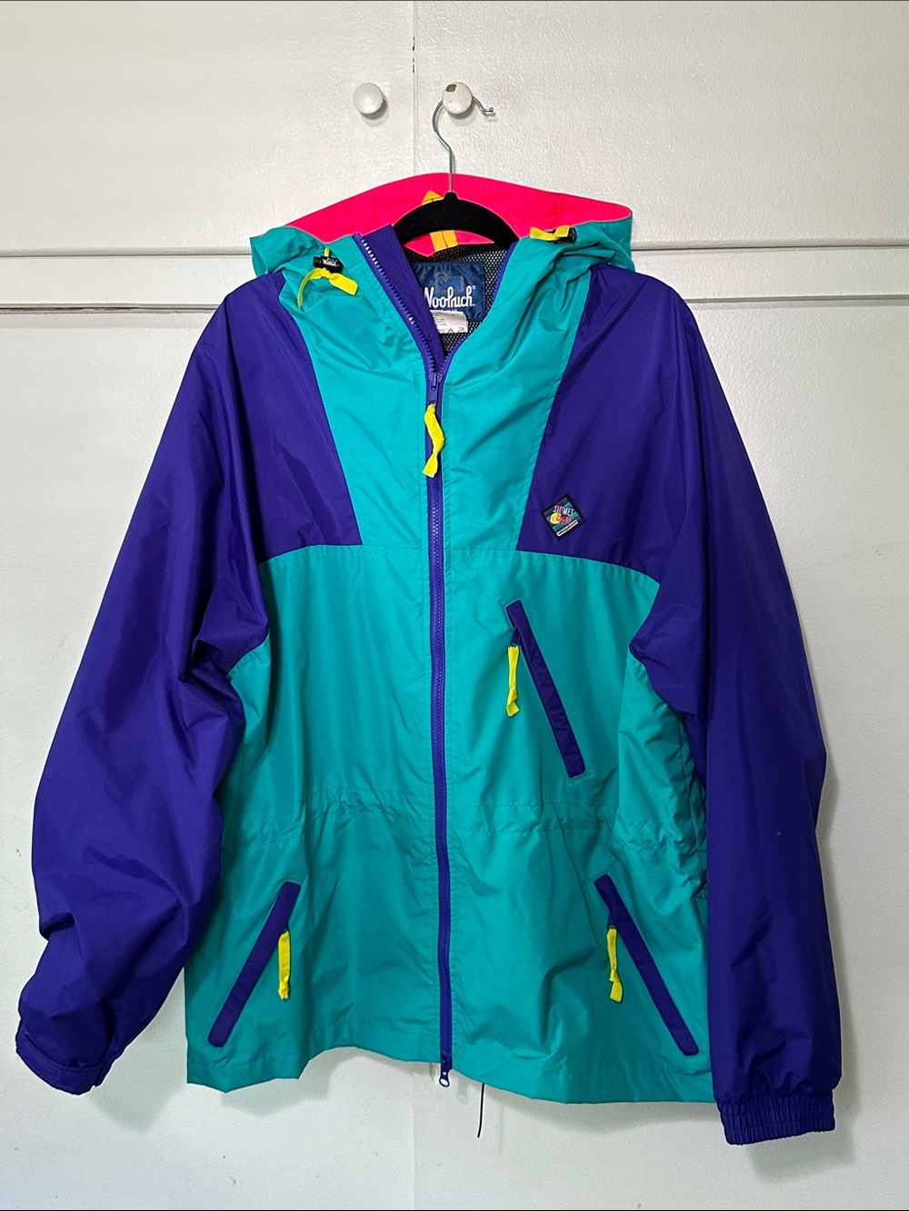 Vintage Woolrich Sigmet Gear Sea Jade Colorblock Hooded Jacket Mens Large 90s